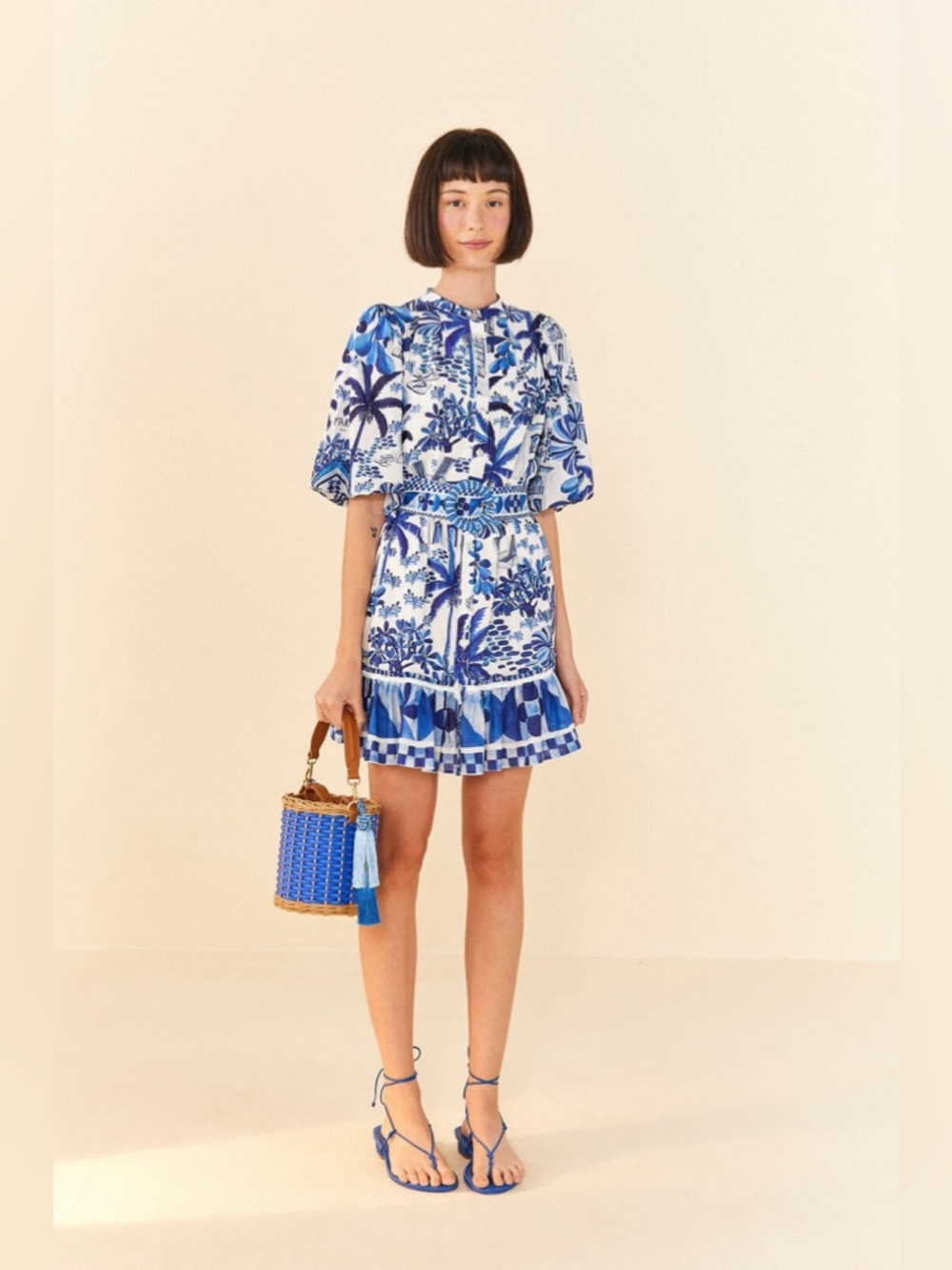 Farm Rio Sweet Rio Puff Sleeve Mini Dress